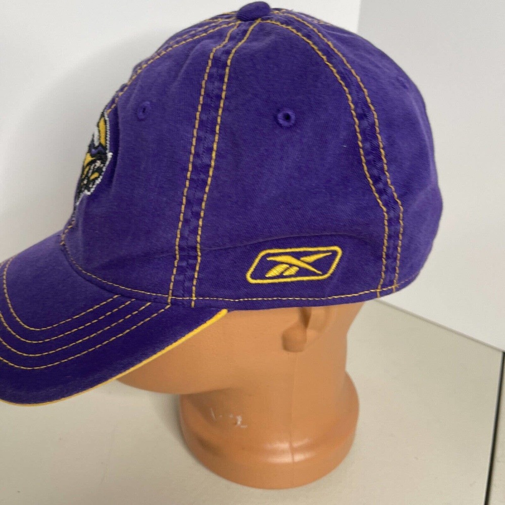 NFL Reebok Minnesota Vikings Reebok Purple Yellow Stitch Hat Cap Authentic - Picture 6 of 12